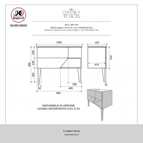 Mobile bagno terra lavabo decentrato sinistra SKY