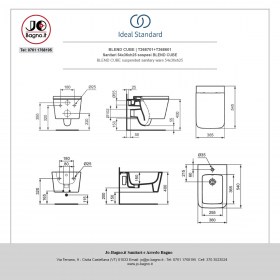 Sanitari Sospesi Wc Bidet BLEND CUBE tecnica - Ideal Standard