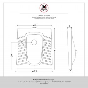 Tecnica toilette pavimento 43x51 alla turca in ceramica bianca - Tamigi