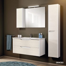 Mobile bagno sospesa 80 cm Grace3 con specchio e lampada