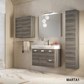 Mobile Bagno 80 Cm Lavabo Appoggio.Mobile Bagno Sospeso Con Lavabo E Specchio Incluso Da 85 Cm Marta 1