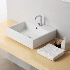 Lavabo appoggio Rettangolare BACINO 50 con foro rubinetteria SM CERAMICA