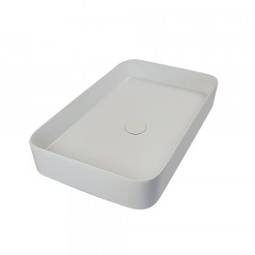 Lavabo appoggio rettangolare 65x40 Blank in ceramica bianca lucida senza foro per rubinetteria