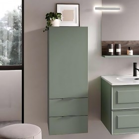 Colonna bagno multiuso sospesa h110 con anta e cassetti  finitura laccata