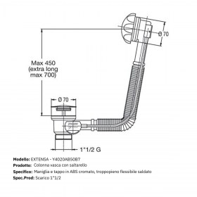 Colonna di scarico per vasche da bagno Universale Tecnica