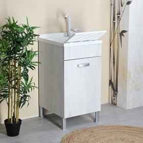 (DOMPLUS-45WB) Mobile Lavatoio DOMINA PLUS 45 x 50 WOOD Bianco