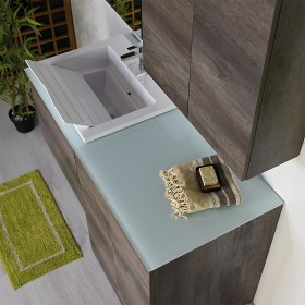 Lavanderia Moderna KLARA 130 con Vano porta Lavatrice e Lavabo a Doppio Uso - Olmo Scuro