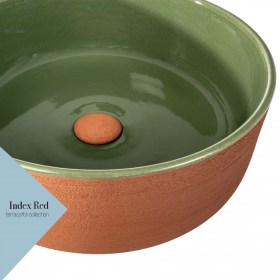 Lavabo Appoggio INDEX RED Verde in Terracotta di CIPÌ Ø 42 x  H 16 cm 