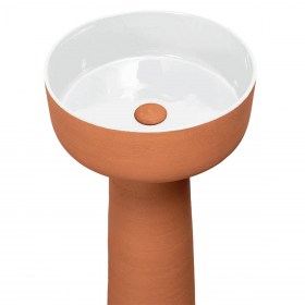 Lavabo Free Standing INDEX RED Smalto Bianco in Terracotta di CIPÌ Ø 42 x  H 92 cm 