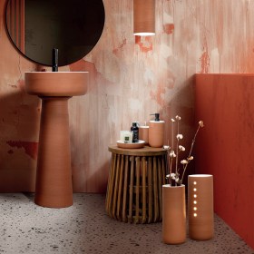 Lavabo Free Standing INDEX RED in Terracotta di CIPÌ Ø 42 x  H 92 cm 