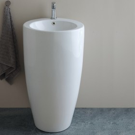 Lavabo in ceramica centro stanza ROUND con foro rubinetto