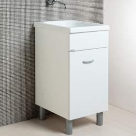 Lavatoi In Ceramica Con Mobiletto.Lavapanni Lavatoio In Ceramica 44x52 Con Strizzatoio Con Mobile Bianco