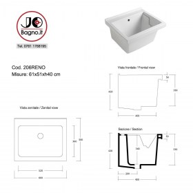 lavatoio tutta vasca 60x50 Reno tecnica