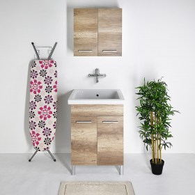 Mobile DOMINA MIX 60x60  Wood con Vasca Loira in Ceramica e Pensile
