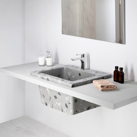 YORK 60 x 51 Lavatoio Lavabo Design Effetto STONE MIX Grigio