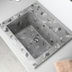 YORK 60 x 51 Lavatoio Lavabo Design Effetto STONE MIX Grigio