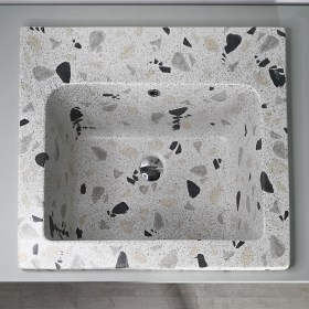 YORK 60 x 51 Lavatoio Lavabo Design Effetto STONE MIX Bianco