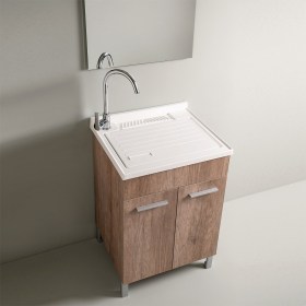 Mobile lavanderia 60x50 / 60x60  con asse in piano appoggio per vasca in PP 