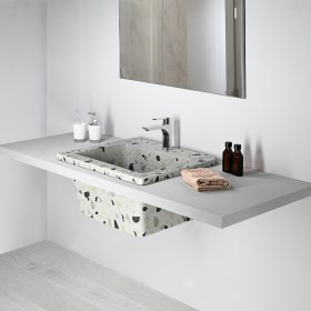 YORK 60 x 51 Lavatoio Lavabo Design Effetto STONE MIX Bianco