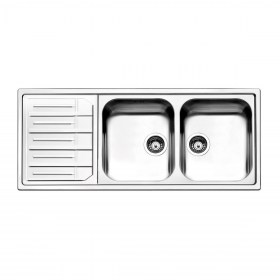 Lavello Cucina Acciaio Inox saldato 116x50 doppia vasca dx