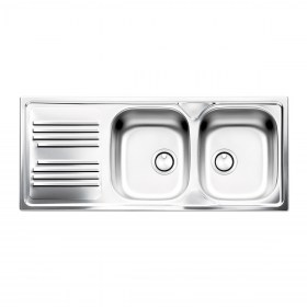 Lavello Cucina Acciaio Inox stampato 116x50 doppia vasca dx