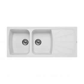 Lavello cucina fragranite 116x50 reversibile doppia vasca - Bianco