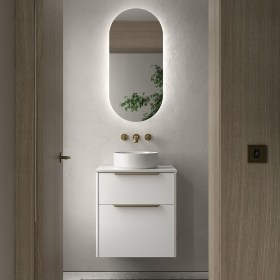 mobile bagno moderno lavabo appoggio 60 LUMA Bianco satinato
