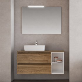 Composizione Cube3 90 / 110 cm con due cassetti Quercia naturale / Bianco lucido 