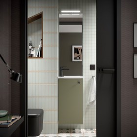 Mobile bagno lavabo moderno sospeso 39x23,3xh72 cm - Verde Satinato