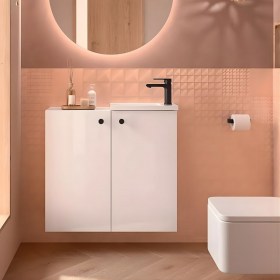 Mobile bagno lavabo moderno sospeso 78x23,3xh72 cm - Bianco lucido