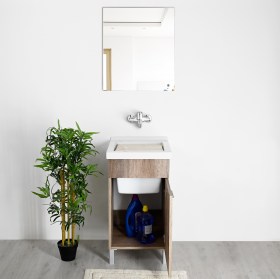 Mobile lavatoio vasca ceramica 45x50 total wood interno mobile