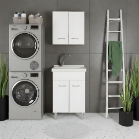 Mobile lavapanni con vasca in ceramica a tutta vasca color Bianco 