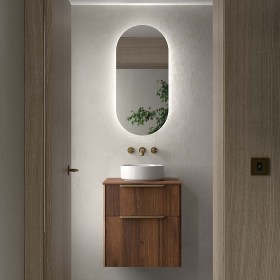 mobile bagno moderno lavabo appoggio 60 LUMA Noce