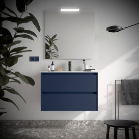 Mobile Bagno 80 con Cassetti NOYAN Blu Satinato
