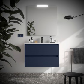 Mobile Bagno 80 con Cassetti NOYAN Blu Satinato