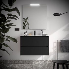 Mobile Bagno 80 con Cassetti NOYAN Nero Satinato