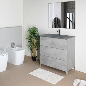 Mobile bagno moderno con tre cassetti 80 e 100 cm KLARA con lavabo in vetro