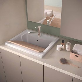 Mobile lavanderia con ante 60x50 e lavabo in ceramica con foro centrale 