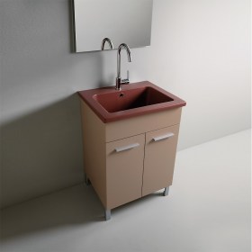 Mobile lavatoio design YORK 60x51 Porpora con mobile MDF Tortora Laccato