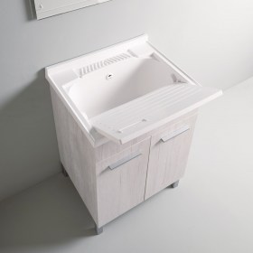 Mobile lavanderia 60x50 / 60x60  con vasca in Resina finitura Wood 