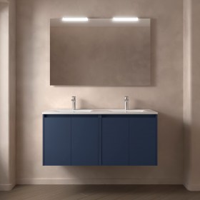 Mobile Bagno 120 Doppia Vasca Ceramica Blu Satinato