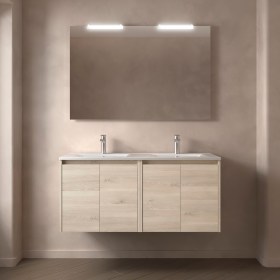 Mobile Bagno 120 Doppia Vasca Ceramica Legno Naturale