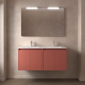 Mobile Bagno 120 Doppia Vasca Ceramica Rosso Satinato