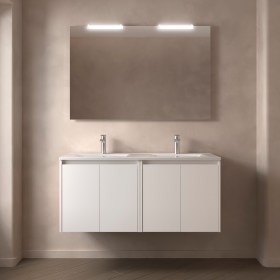 Mobile Bagno 120 Doppia Vasca Ceramica Bianco Satinato