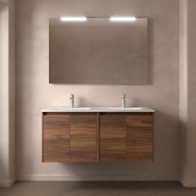 Mobile Bagno 120 Doppia Vasca Ceramica Legno Noce