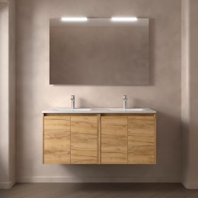 Mobile Bagno 120 Doppia Vasca Ceramica Legno Rovere