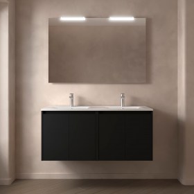 Mobile Bagno 120 Doppia Vasca Ceramica Nero Satinato