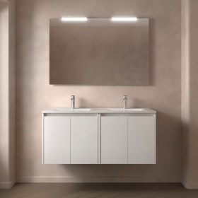 Mobile Bagno 120 Doppia Vasca Ceramica Bianco Lucido