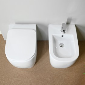 WC BIDET forma Quadrata serie SQUAD di Ceramica Tuscia senza brida