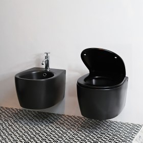 WC e Bidet Sospesi Neri Opachi 51x35xh43